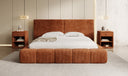 Designer Polsterbett Elise in Cord mit Stauraum