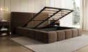 Designer Polsterbett Elise in Strukturstoff mit Stauraum