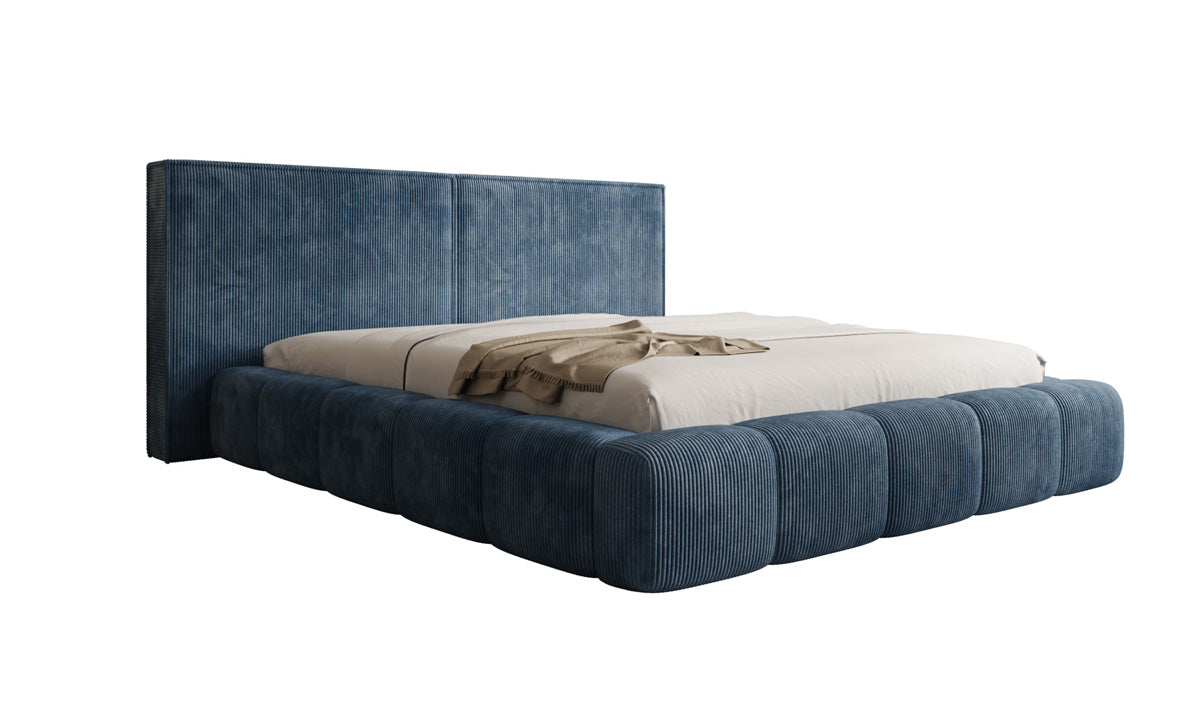 Designer Polsterbett Elise in Cord mit Stauraum