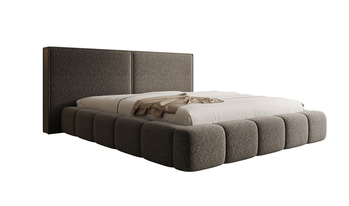 Designer Polsterbett Elise in Strukturstoff mit Stauraum
