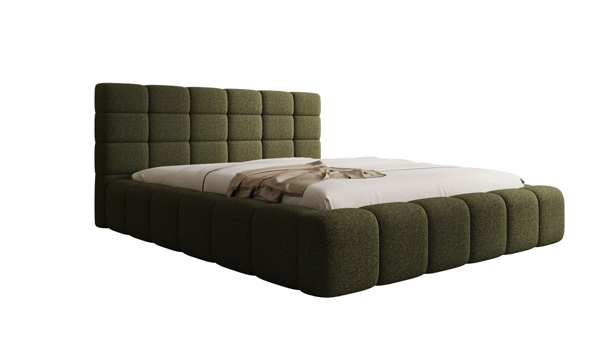 Designer Polsterbett Marshmallow in Teddy Bouclé mit Stauraum
