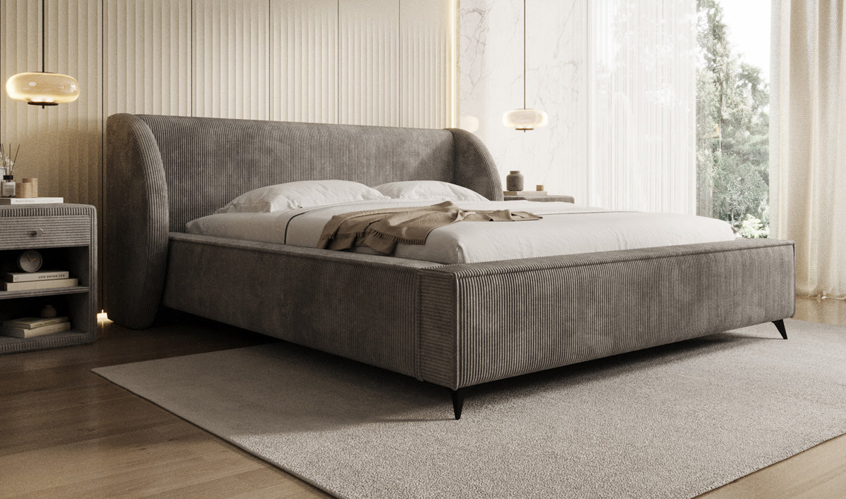 Designer Polsterbett Freya Cord mit Stauraum