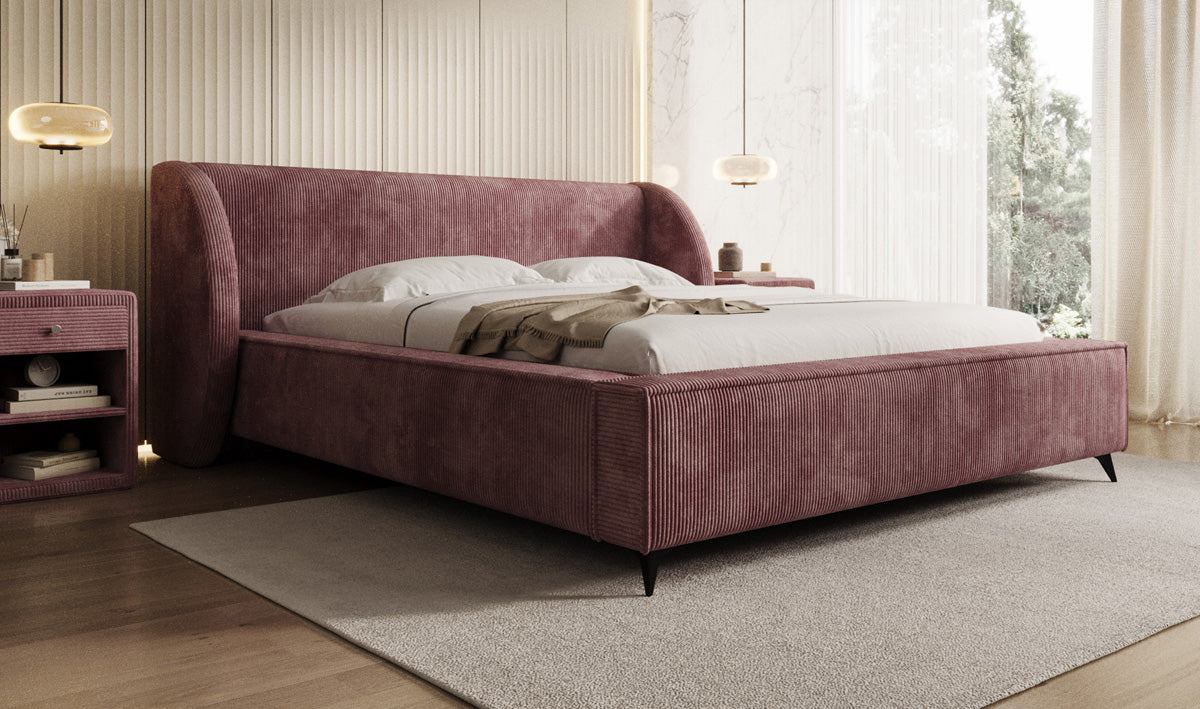 Designer Polsterbett Freya Cord mit Stauraum