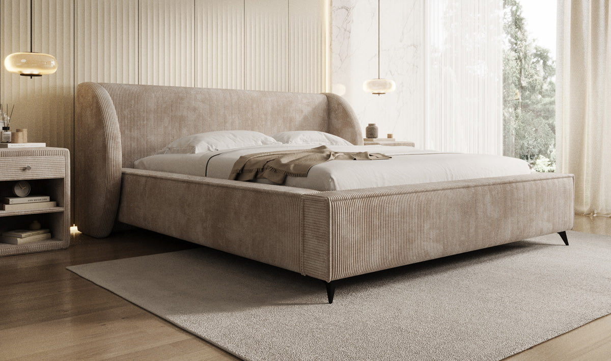Designer Polsterbett Freya Cord mit Stauraum