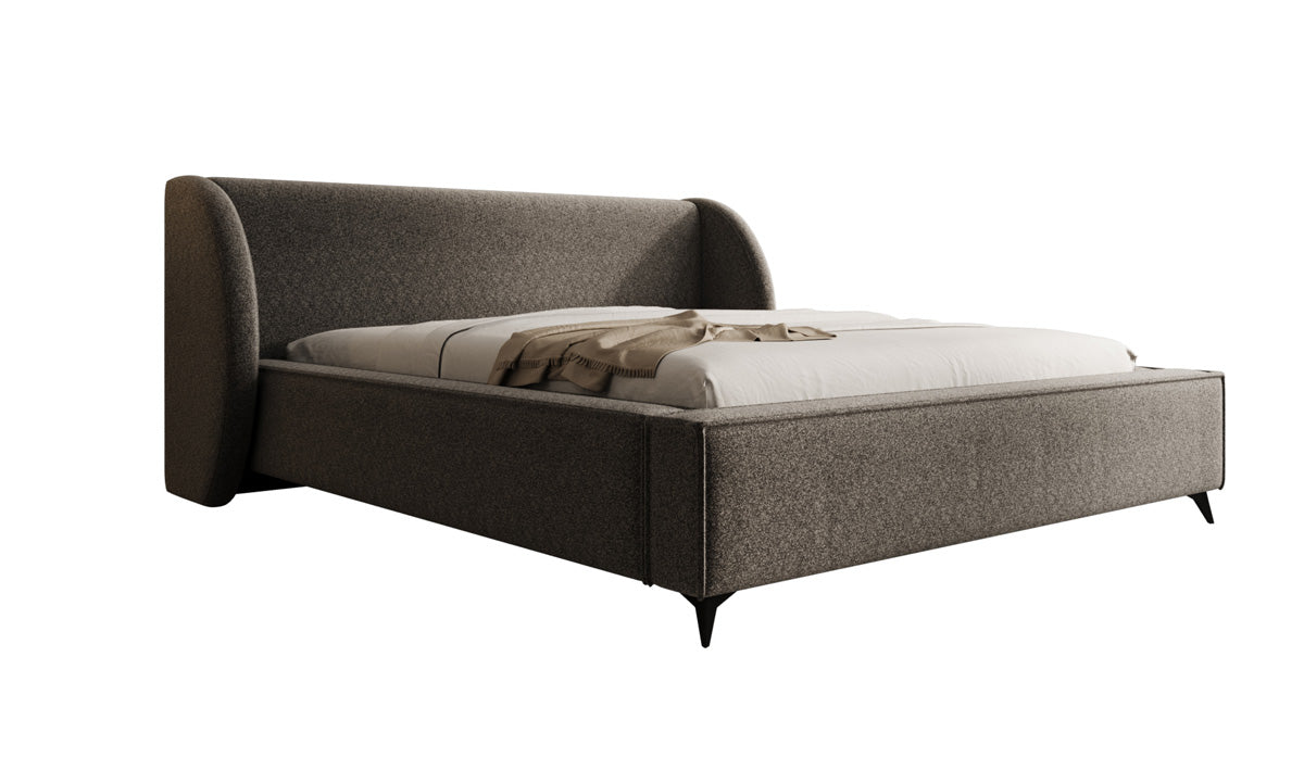 Designer Polsterbett Freya in Strukturstoff mit Stauraum