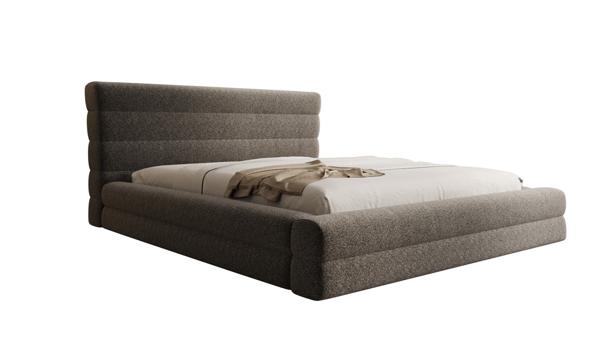 Designer Polsterbett Maren in Strukturstoff mit Stauraum