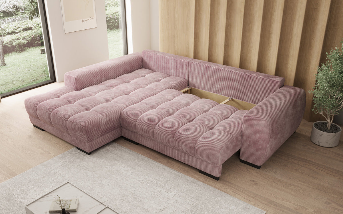 Designer Sofa Balu mit Schlaffunktion und Stauraum in Cord