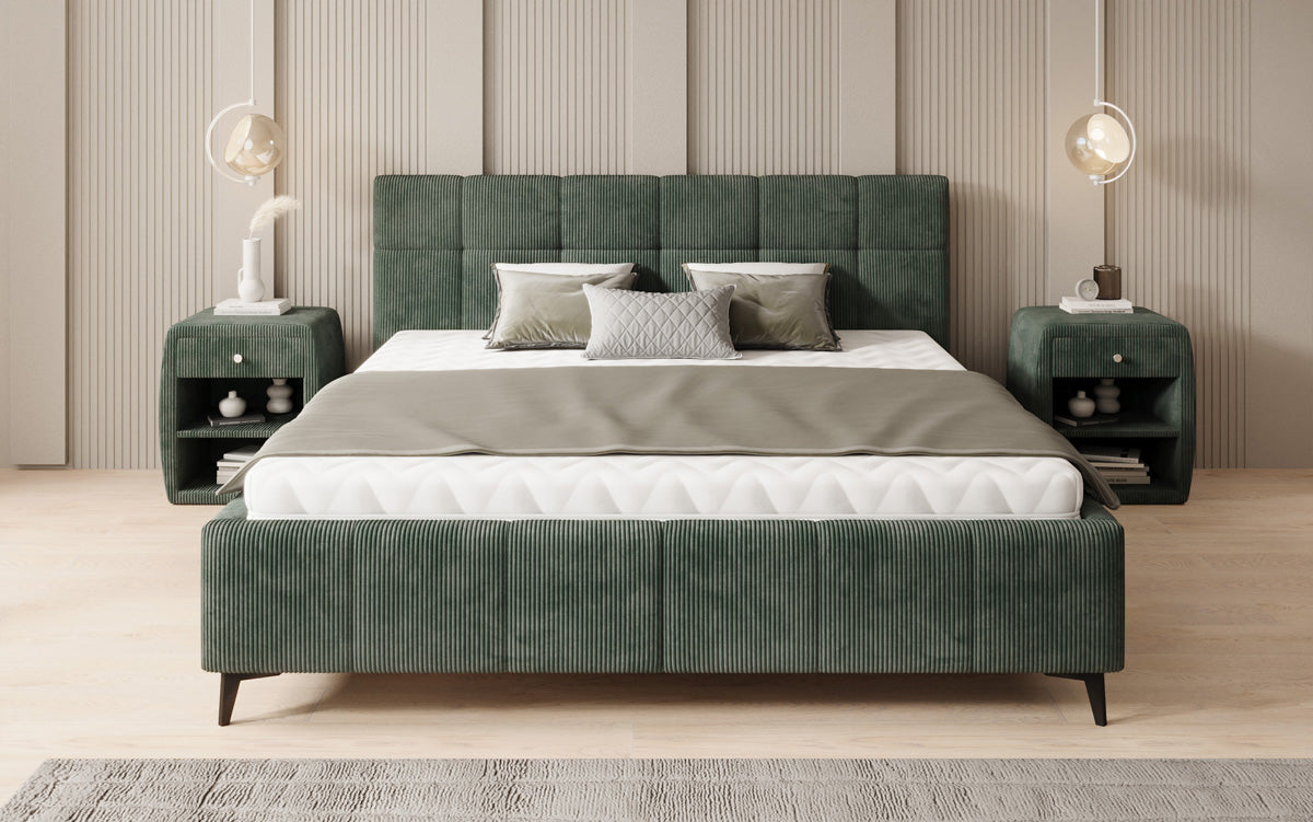 Designer Polsterbett Nelly in Cord mit Stauraum