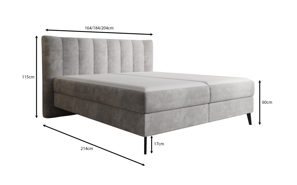 Boxspringbett Ines in Cord mit Stauraum