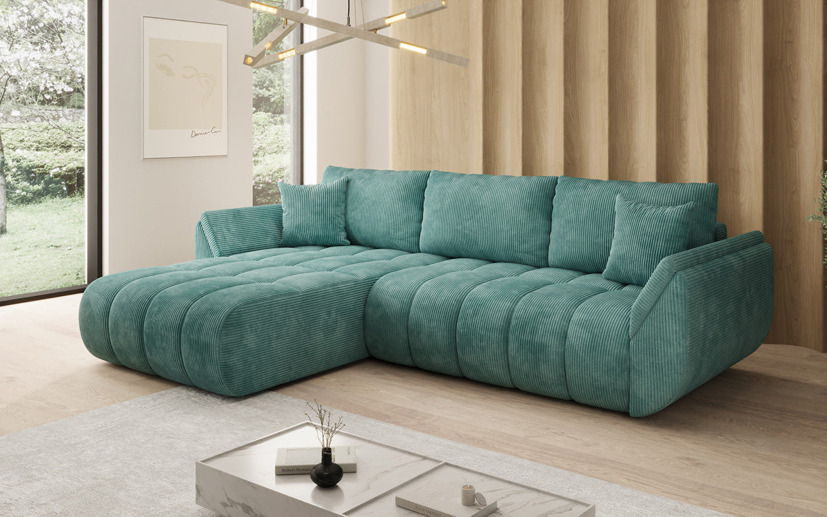 Designer Sofa Lenoa L mit Schlaffunktion und Stauraum in Cord