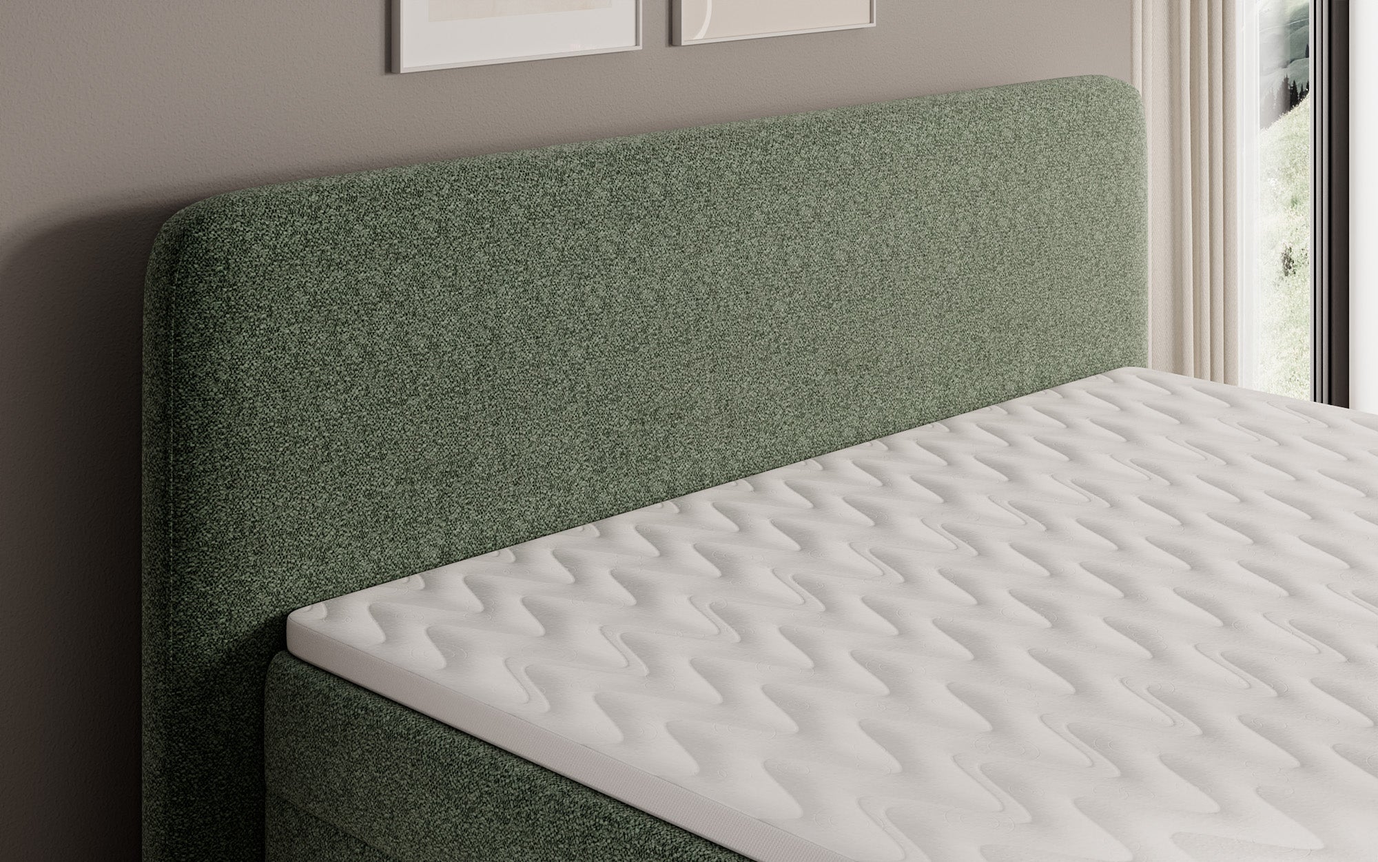 Boxspringbett Nea in Strukturstoff mit Stauraum