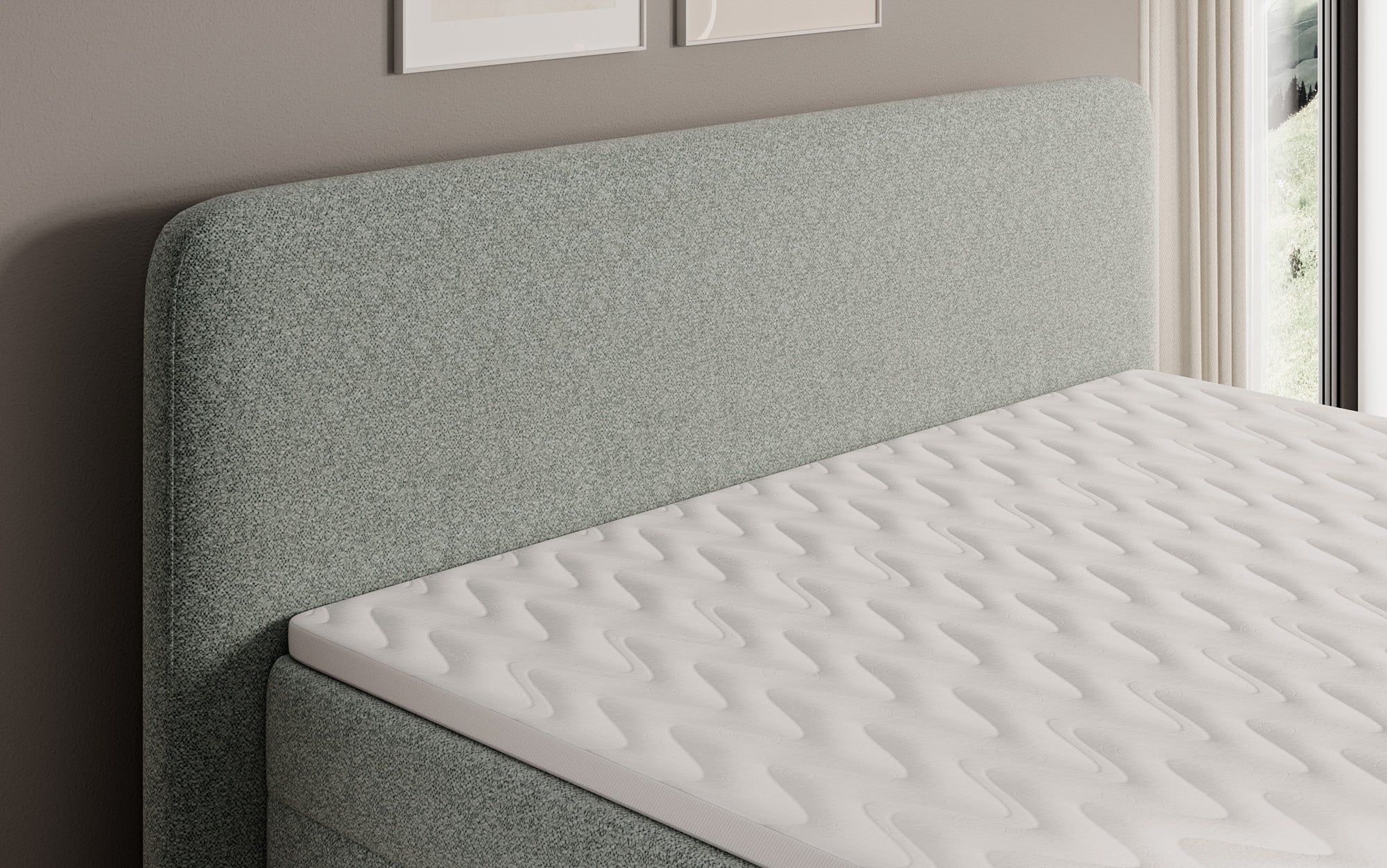 Boxspringbett Nea in Strukturstoff mit Stauraum