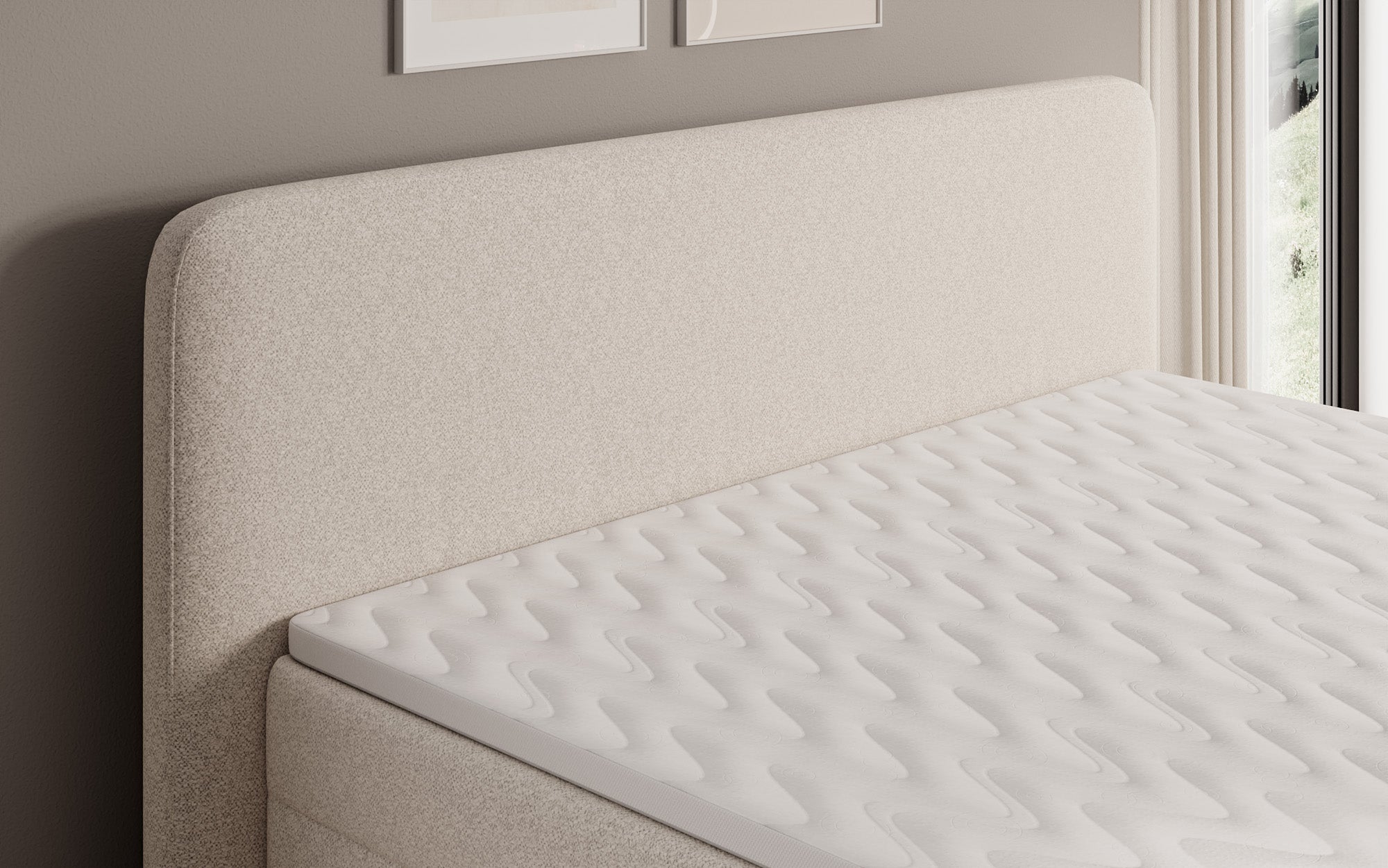 Boxspringbett Nea in Strukturstoff mit Stauraum