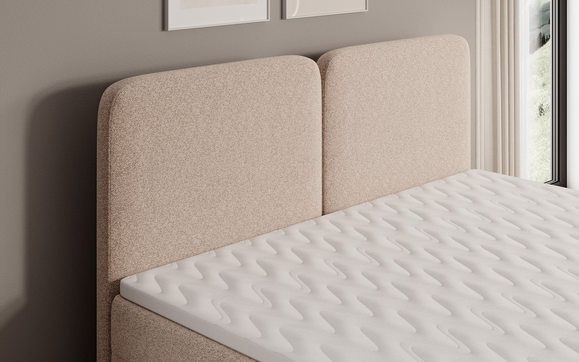 Boxspringbett Mira in Strukturstoff mit Stauraum