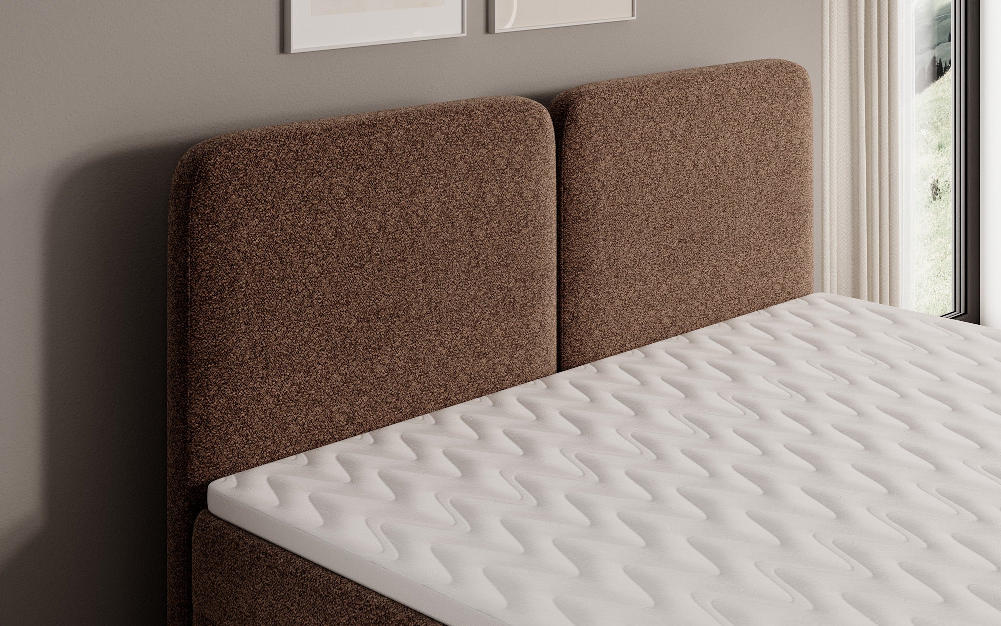 Boxspringbett Mira in Strukturstoff mit Stauraum