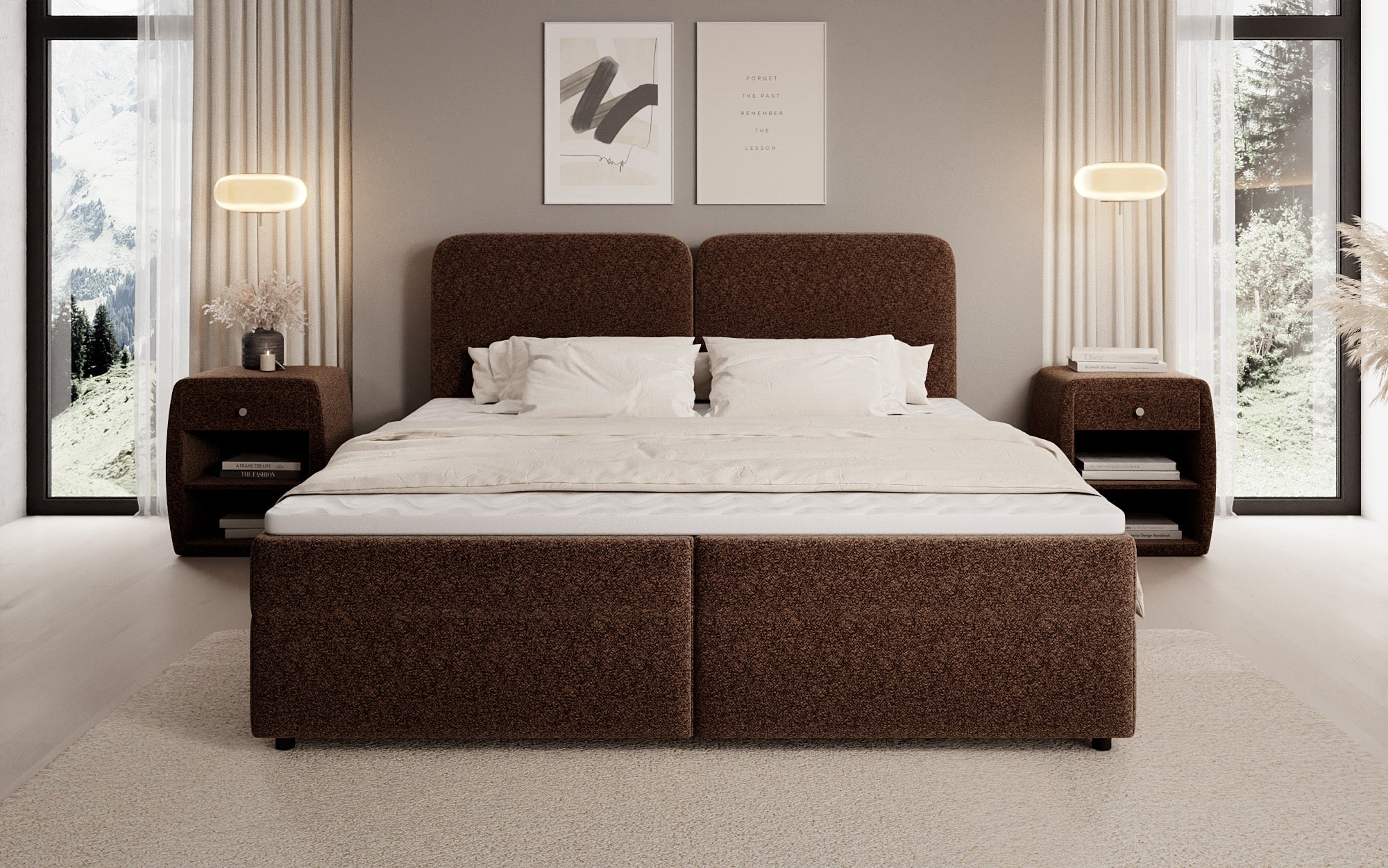 Boxspringbett Mira in Strukturstoff mit Stauraum