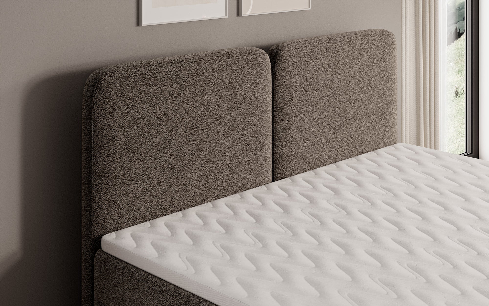 Boxspringbett Mira in Strukturstoff mit Stauraum