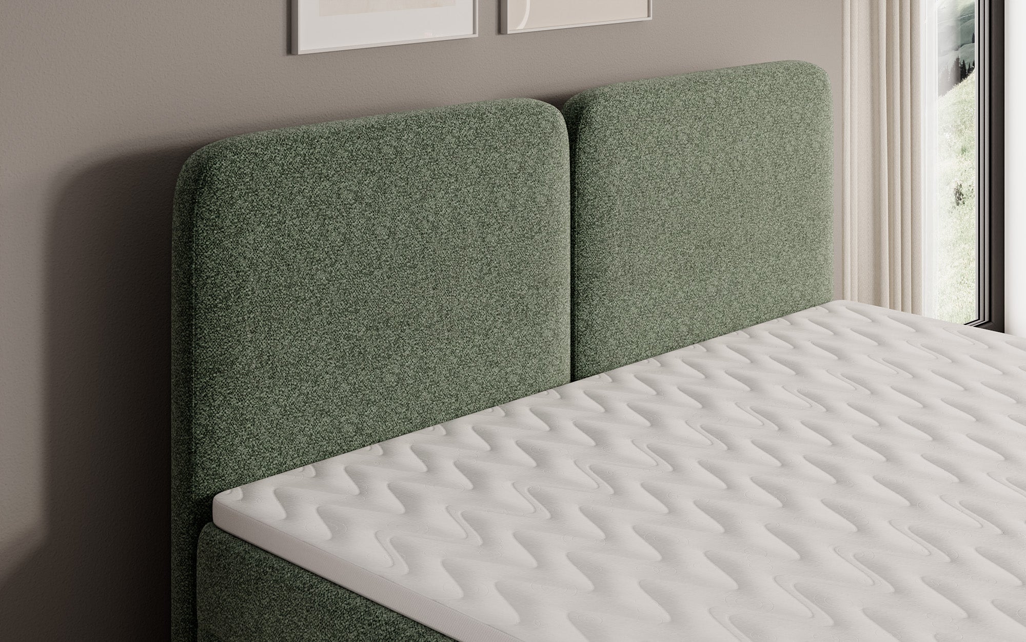 Boxspringbett Mira in Strukturstoff mit Stauraum