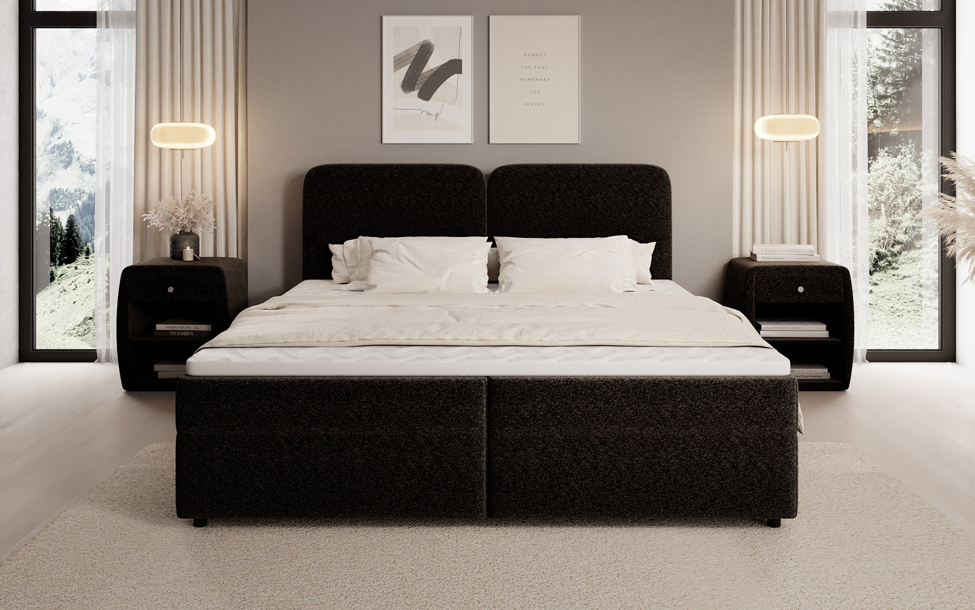 Boxspringbett Mira in Strukturstoff mit Stauraum
