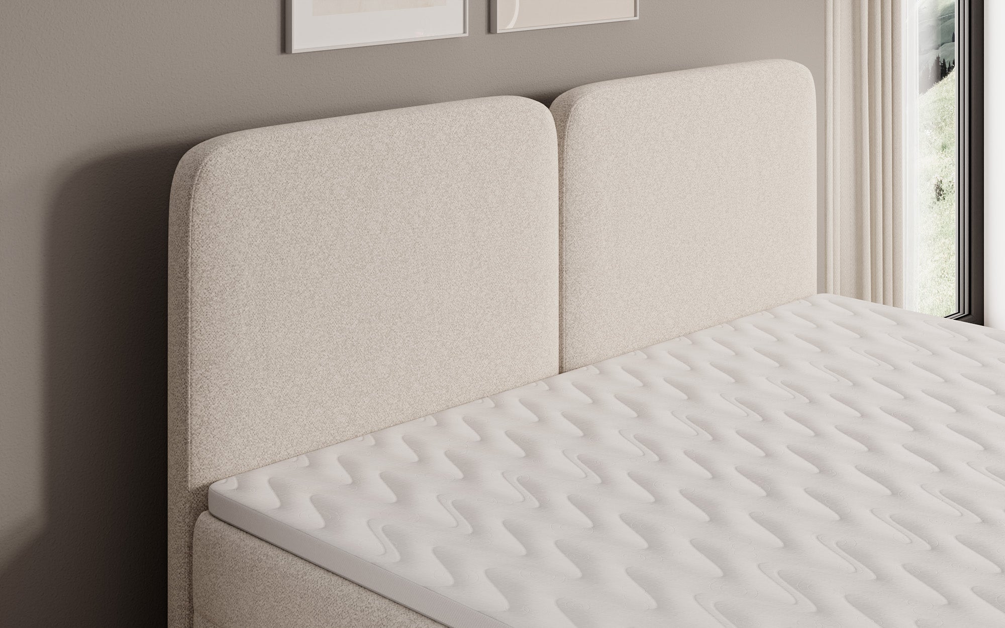 Boxspringbett Mira in Strukturstoff mit Stauraum