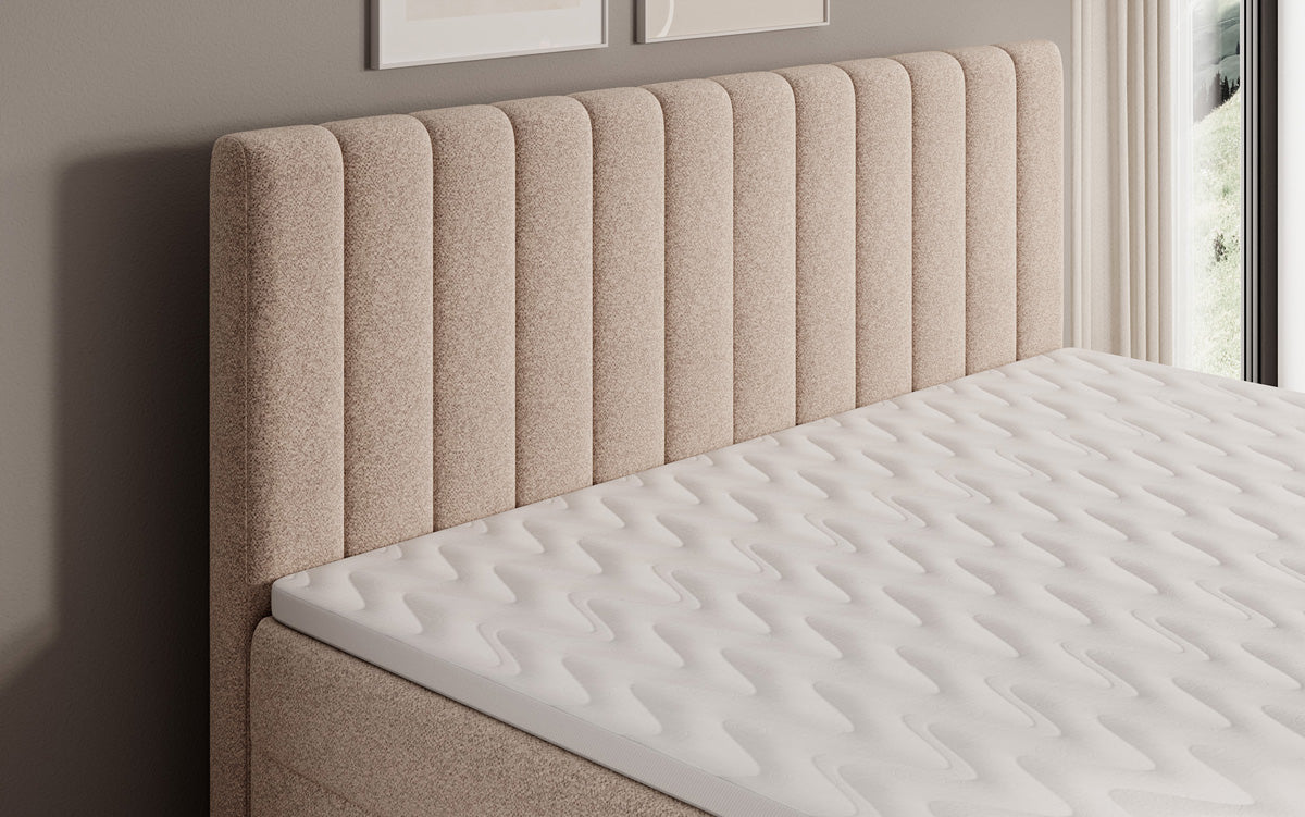 Boxspringbett Chelsea in Strukturstoff mit Stauraum