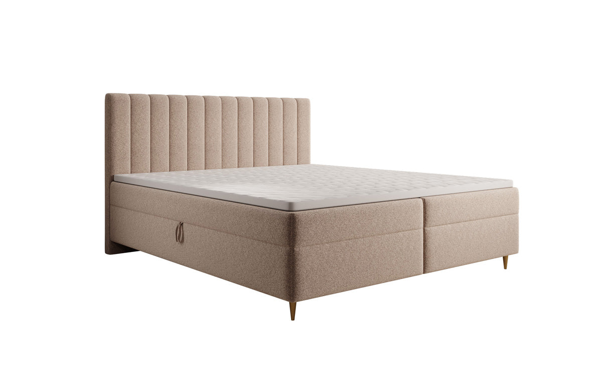 Boxspringbett Chelsea in Strukturstoff mit Stauraum