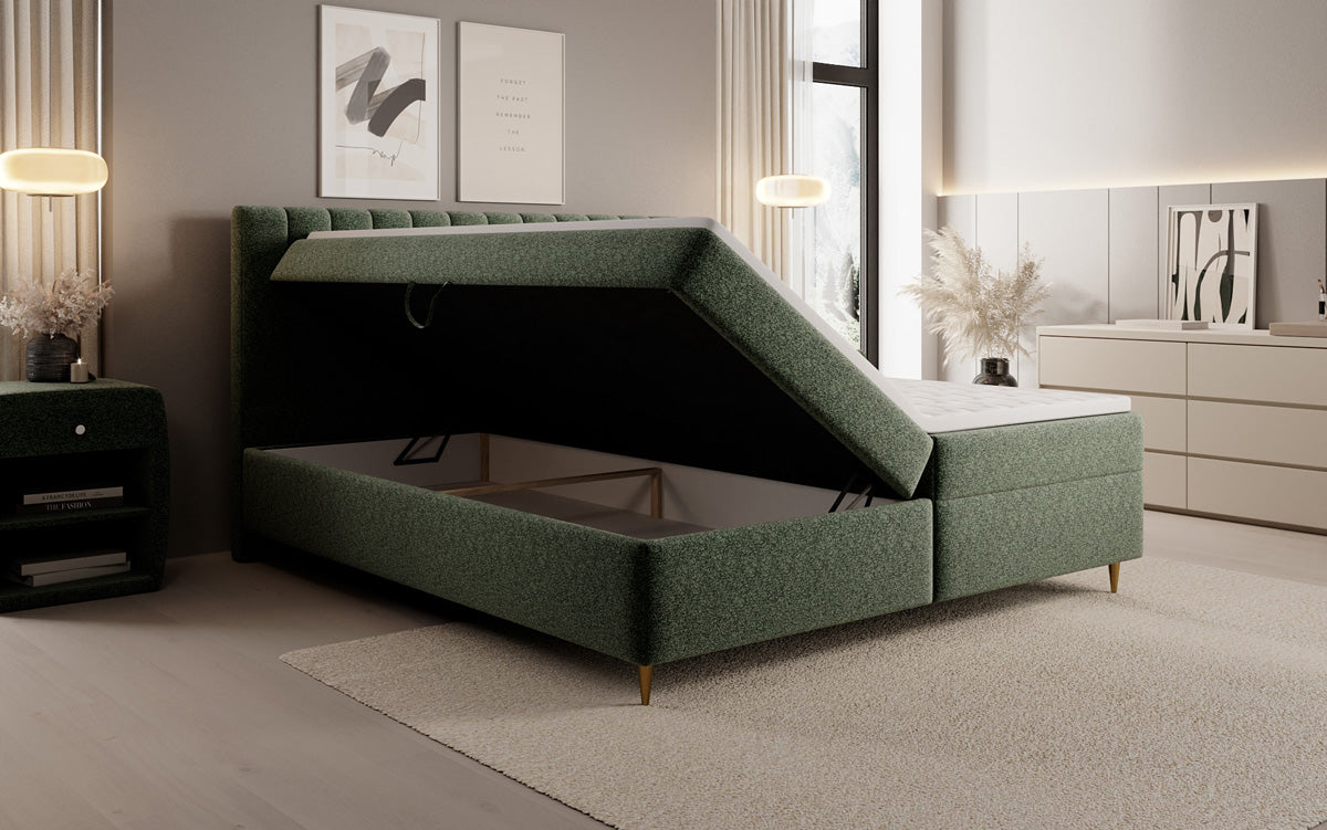 Boxspringbett Chelsea in Strukturstoff mit Stauraum