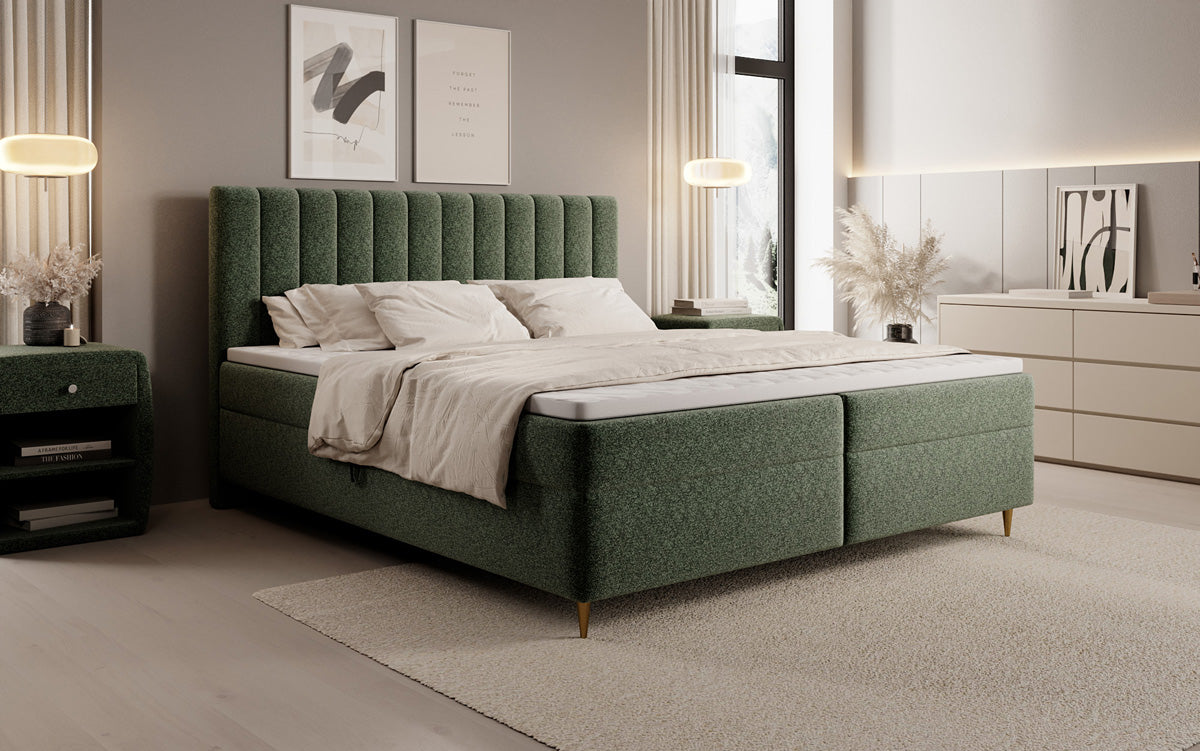Boxspringbett Chelsea in Strukturstoff mit Stauraum