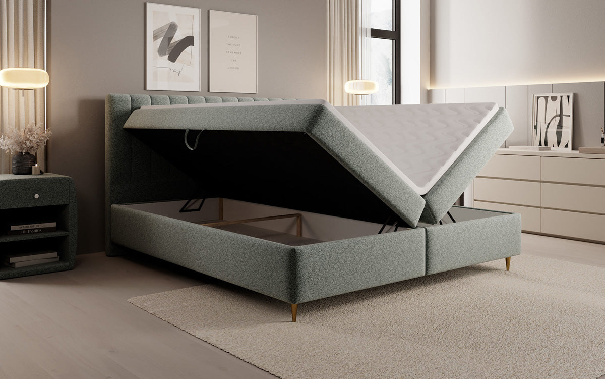 Boxspringbett Chelsea in Strukturstoff mit Stauraum