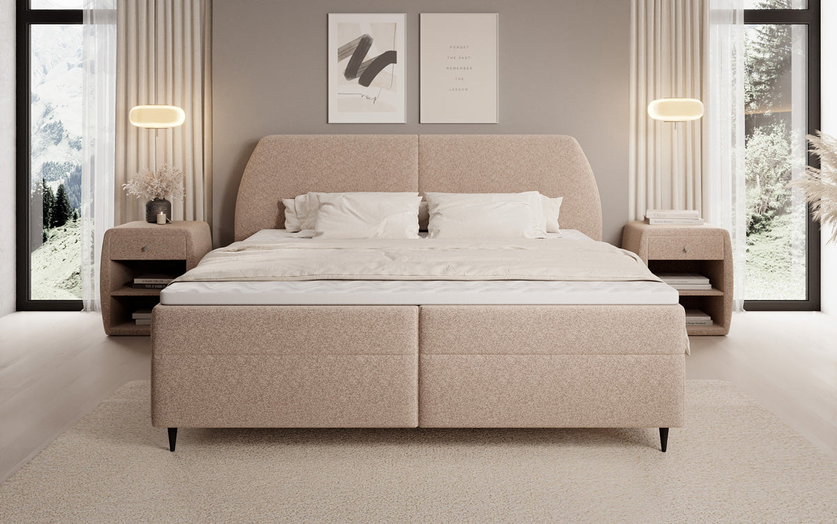 Boxspringbett Nara in Strukturstoff mit Stauraum
