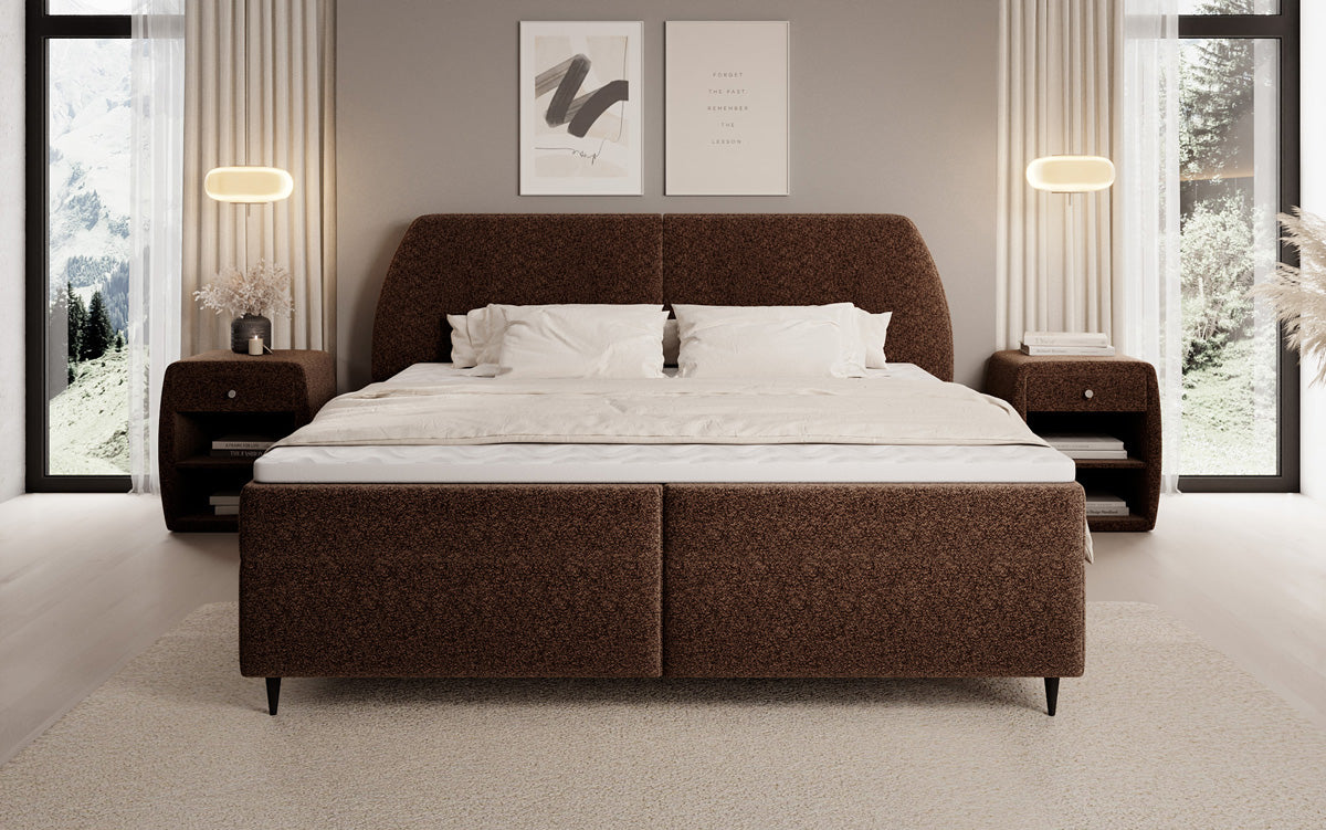 Boxspringbett Nara in Strukturstoff mit Stauraum