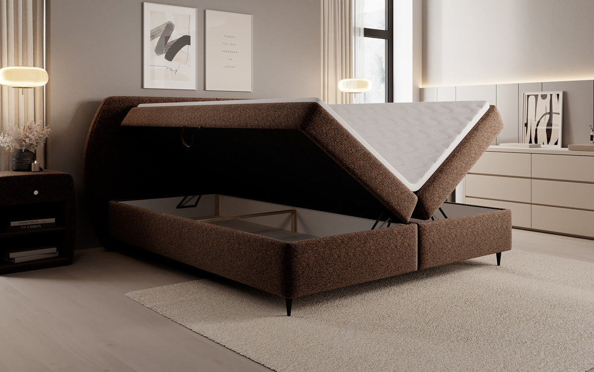 Boxspringbett Nara in Strukturstoff mit Stauraum
