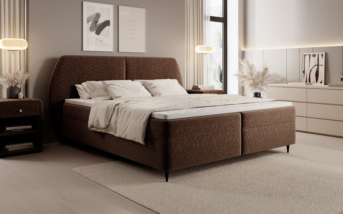 Boxspringbett Nara in Strukturstoff mit Stauraum