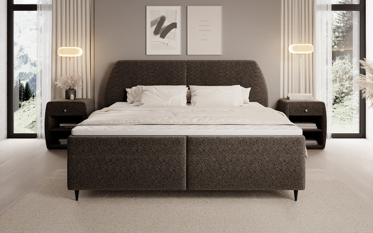 Boxspringbett Nara in Strukturstoff mit Stauraum