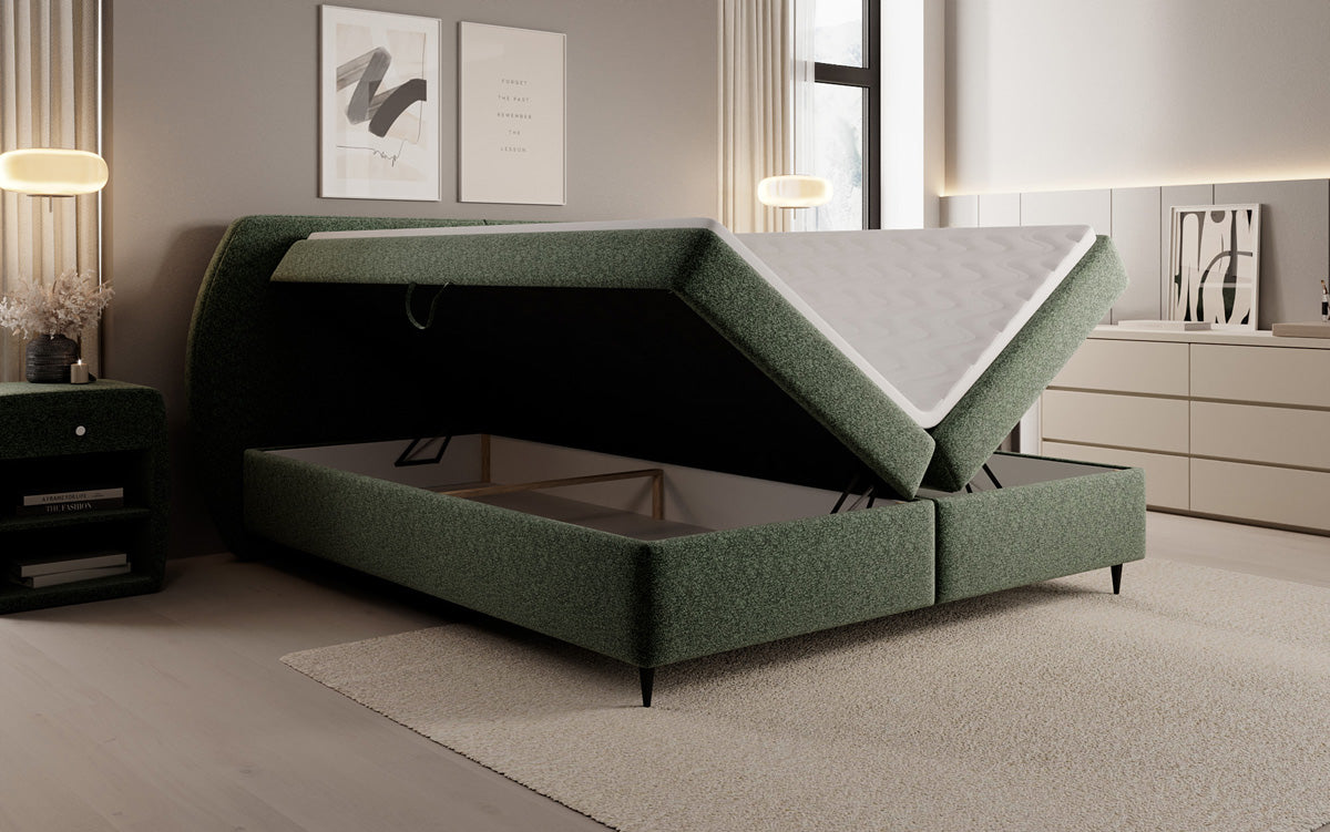 Boxspringbett Nara in Strukturstoff mit Stauraum