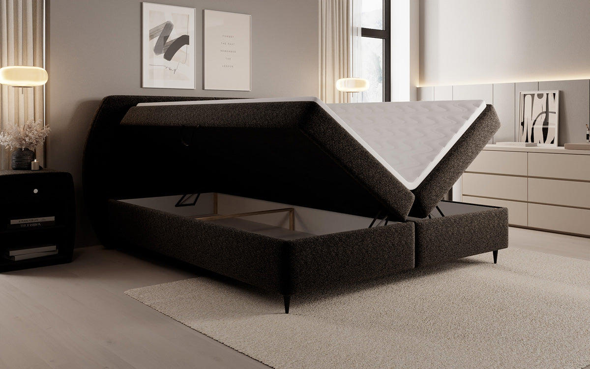 Boxspringbett Nara in Strukturstoff mit Stauraum