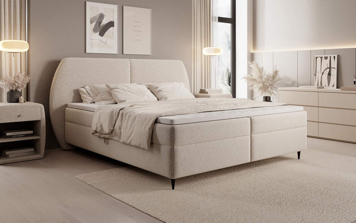 Boxspringbett Nara in Strukturstoff mit Stauraum