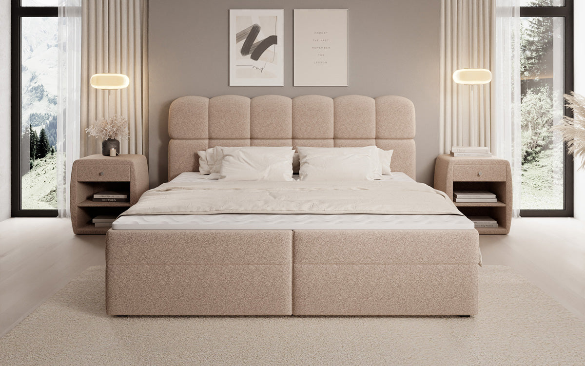 Boxspringbett Tilde in Strukturstoff mit Stauraum