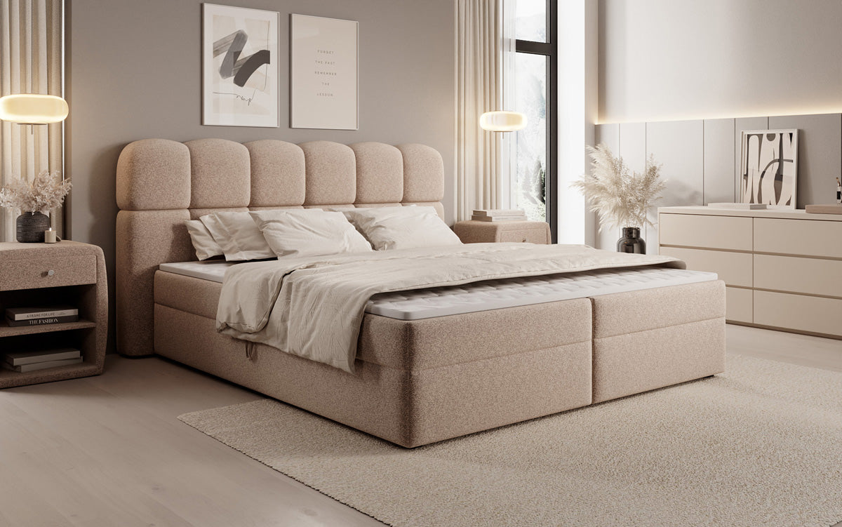 Boxspringbett Tilde in Strukturstoff mit Stauraum