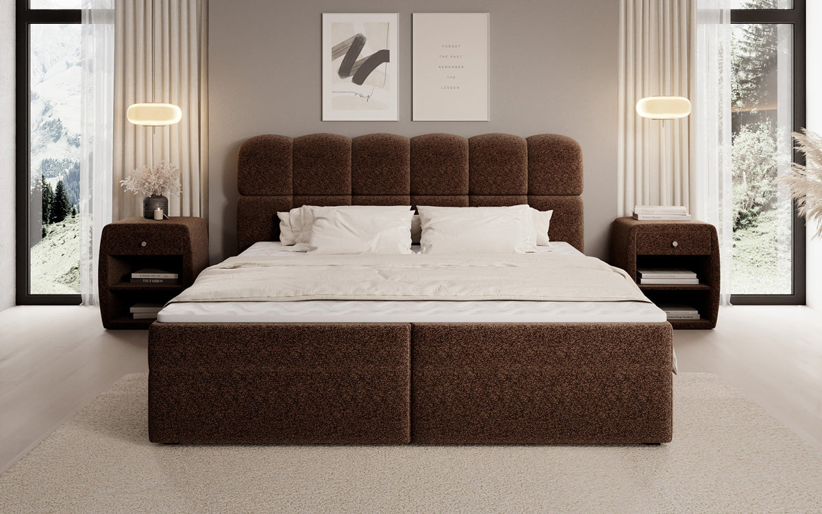 Boxspringbett Tilde in Strukturstoff mit Stauraum