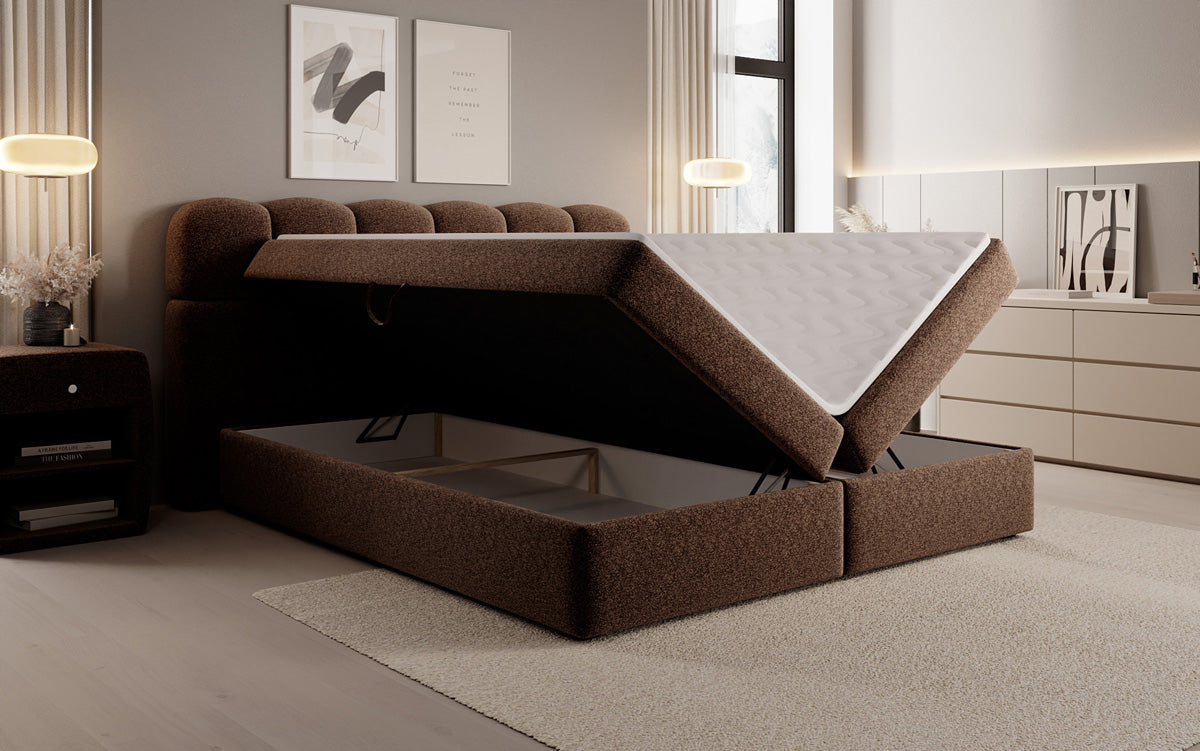Boxspringbett Tilde in Strukturstoff mit Stauraum