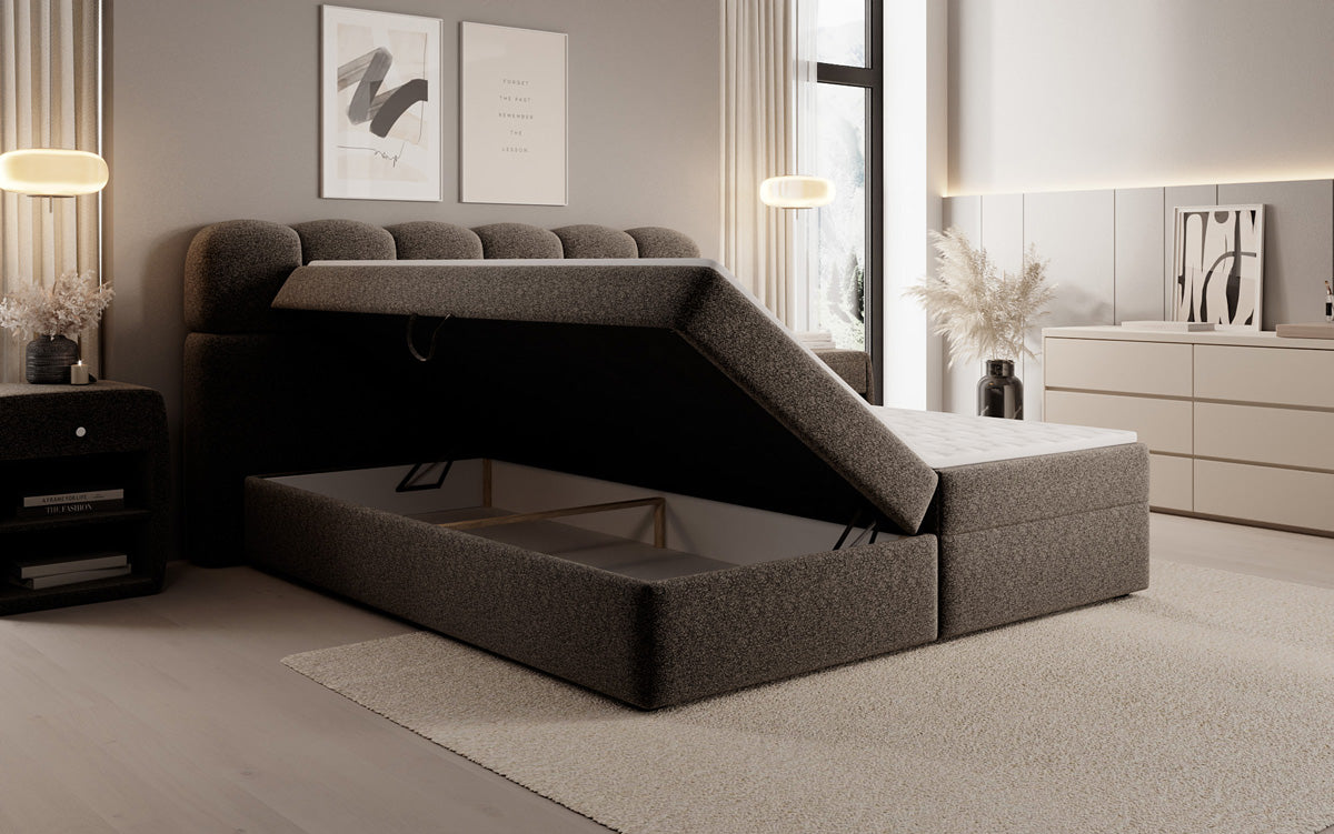 Boxspringbett Tilde in Strukturstoff mit Stauraum