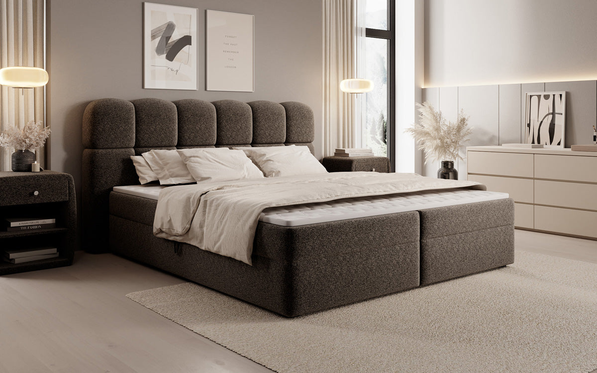 Boxspringbett Tilde in Strukturstoff mit Stauraum