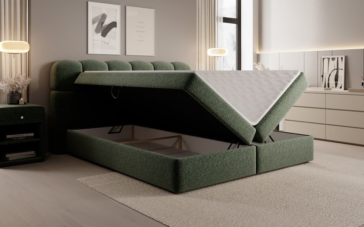 Boxspringbett Tilde in Strukturstoff mit Stauraum