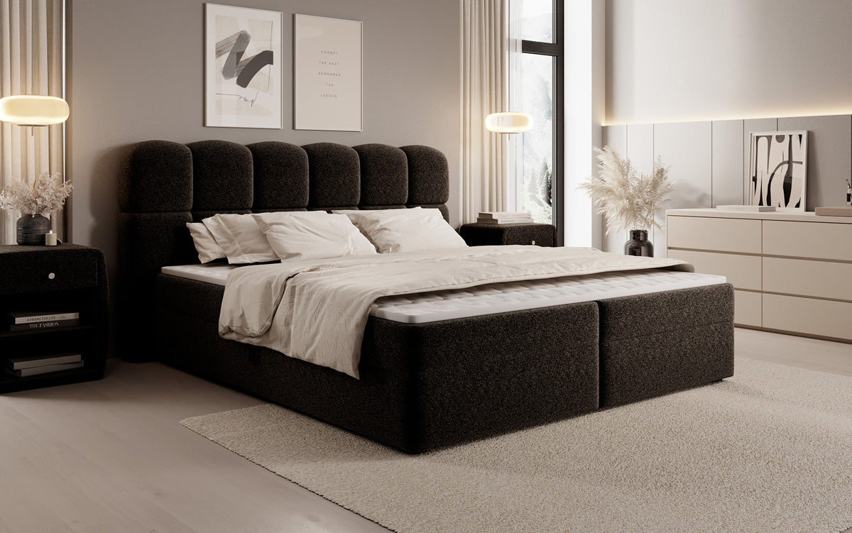 Boxspringbett Tilde in Strukturstoff mit Stauraum