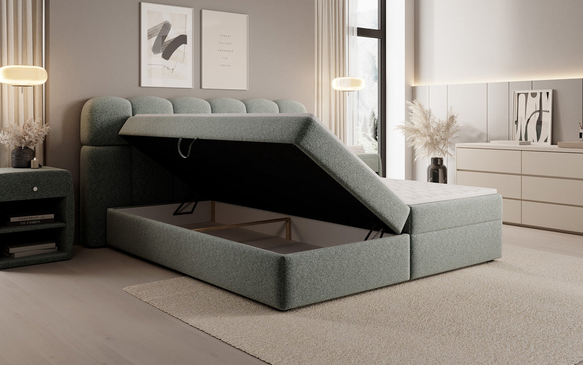 Boxspringbett Tilde in Strukturstoff mit Stauraum
