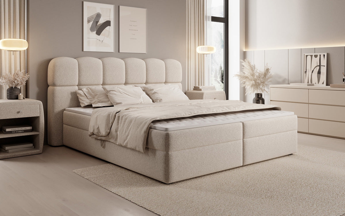 Boxspringbett Tilde in Strukturstoff mit Stauraum