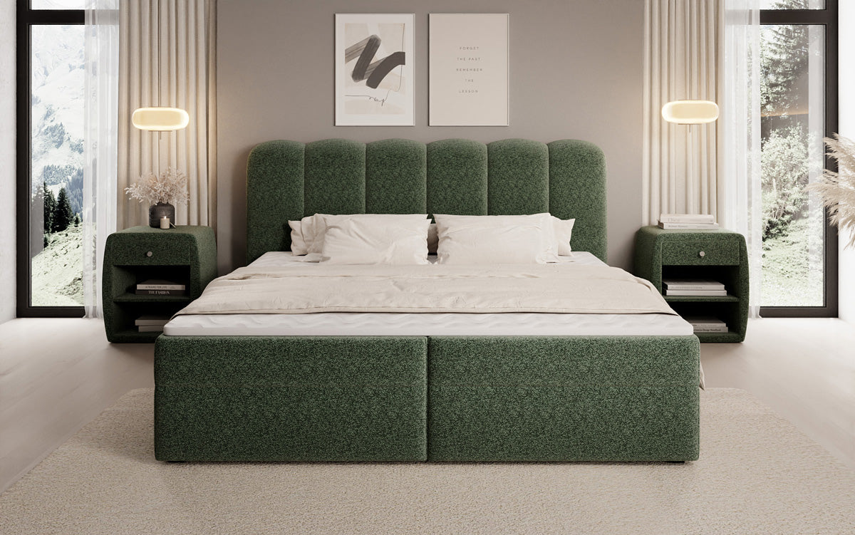 Boxspringbett Bologna in Strukturstoff mit Stauraum