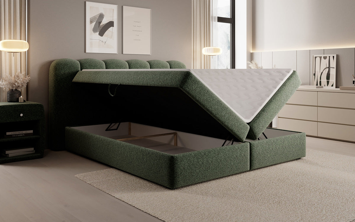 Boxspringbett Bologna in Strukturstoff mit Stauraum
