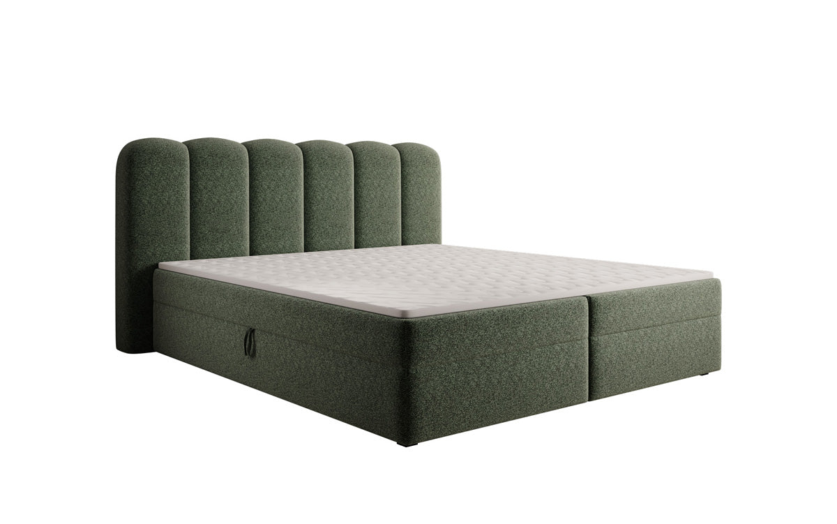 Boxspringbett Bologna in Strukturstoff mit Stauraum